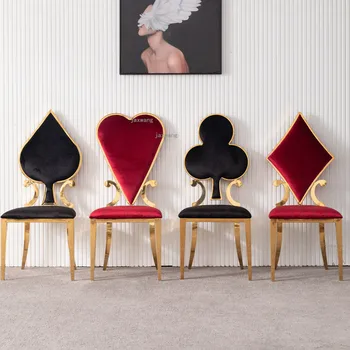Обеденный стул из нержавеющей стали Модные гостиничные Металлические обеденные стулья Современный домашний светильник Роскошное кресло для переговоров Мебель для гостиной