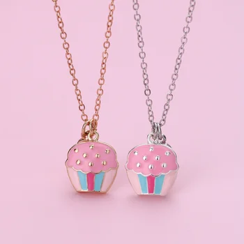 Lovecryst 2 шт./компл. Розовое ожерелье в форме масляного торта в форме лучшего друга для детей, модные подарки дружбы для девочек