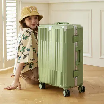 Модный багаж для мальчиков, 24-дюймовая тележка, алюминиевая рама, чемодан с выдвижной штангой, женский ящик для переноски, посадочный ящик с паролем, дорожный ящик для переноски, 26