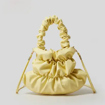 Весенне-летняя мягкая сумка-облако из искусственной кожи, женская сумка-ведро неправильной формы, модные простые кошельки и сумочки через плечо.