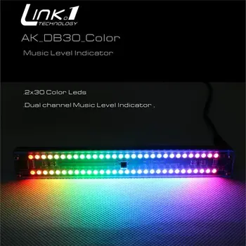 Двойной 30-значный полноцветный музыкальный светодиодный индикатор уровня, супер крутой, супер многопользовательский, с дистанционным управлением